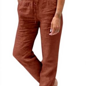 Pantaloni Lino Donna Generico Vita Alta Elastici Estate