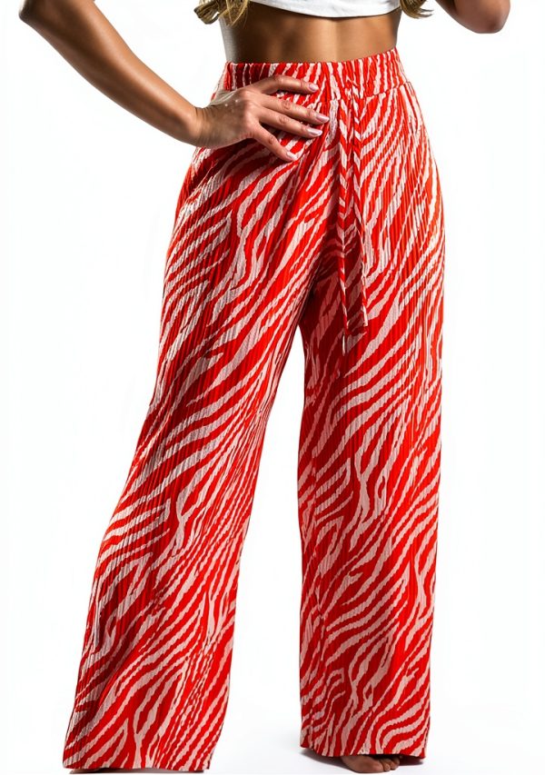 Generico Pantaloni Lana Donna Larghi Vita Alta Elastica