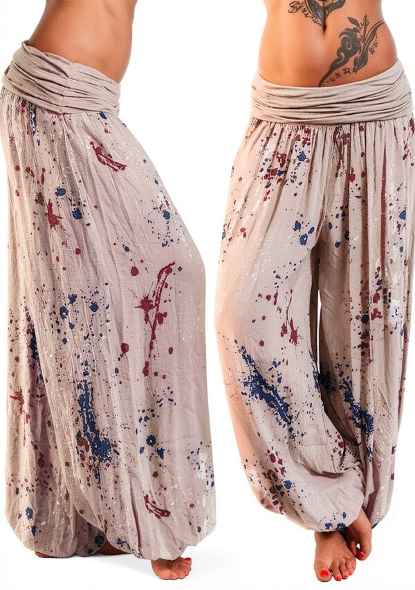 Pantaloni Donna Vita Alta Lino Comodi Eleganti Fitness-3