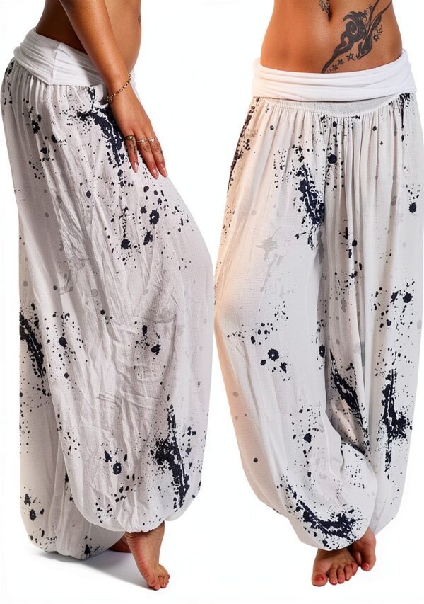 Pantaloni Lino Donna Generico Vita Alta Comodi Elasticizzati-1