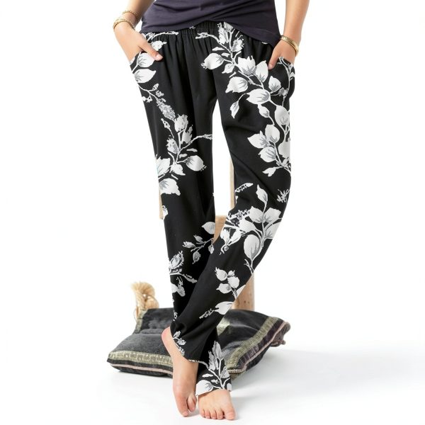 Generico Pantaloni Donna Harem Estivi Cotone Elastico Vita