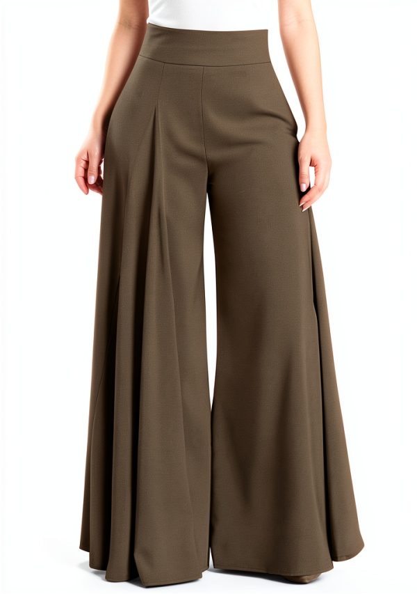 Generico Pantaloni Neri Donna Elasticizzati Vita Alta Larghi