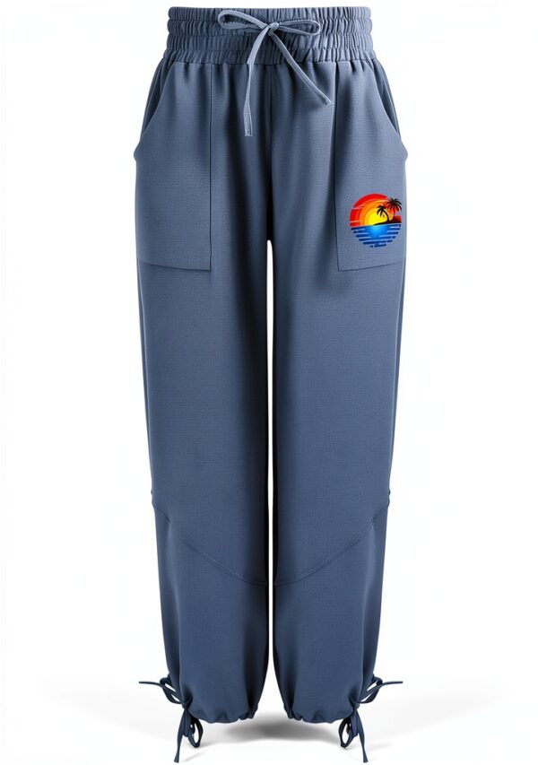 Pantaloni Donna Lino Vita Alta Comodi Eleganti Fitness-3