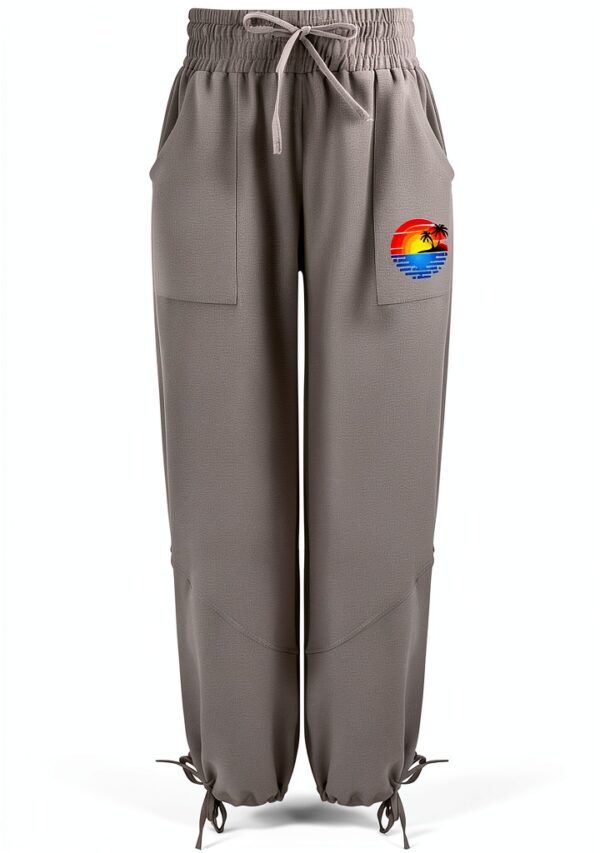 Pantaloni Donna Vita Alta Lino Comodi Eleganti Fitness-3