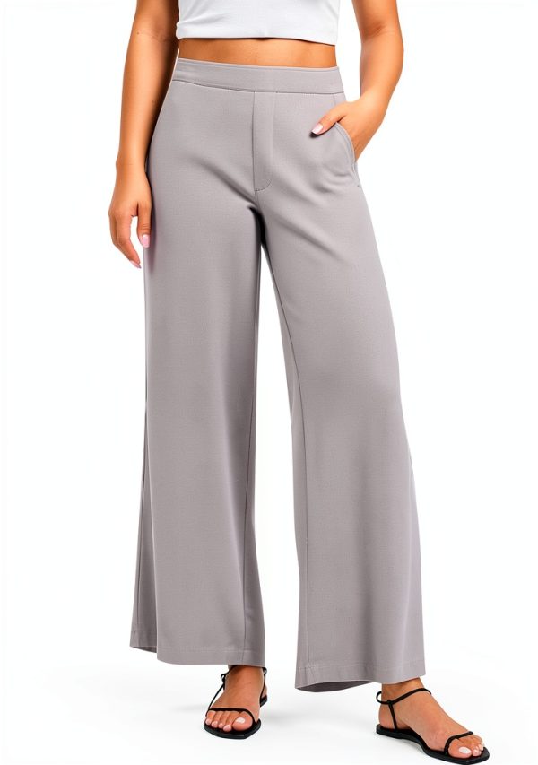 Generico Pantalone Donna Nero Elasticizzato Vita Alta Cotone