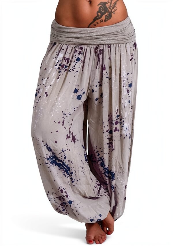 Pantaloni Donna Vita Alta Lino Comodi Eleganti Fitness-0