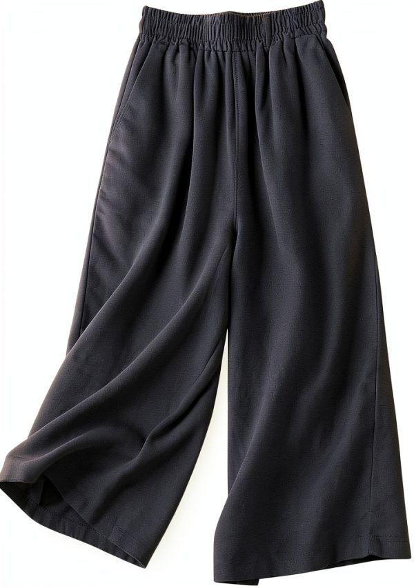 Generico Pantaloni Donna Lino Cotone Gamba Larga Estate