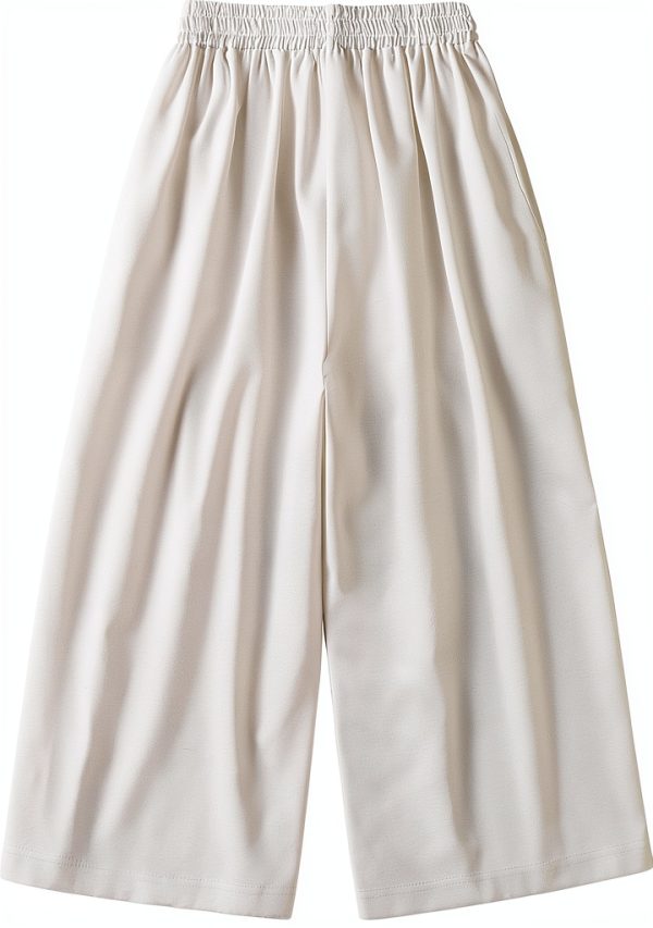 Generico Pantaloni Neri Donna Vita Alta Cotone Lino Estate