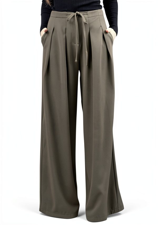 Generico Pantaloni Donna Velluto A Coste Gamba Larga