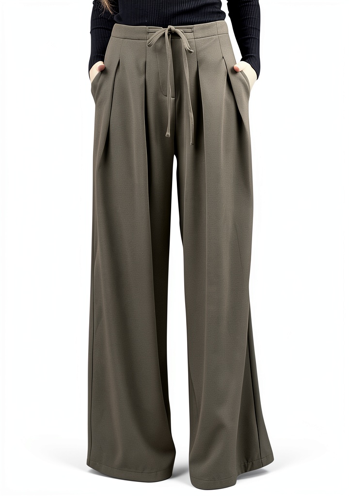 'Pantaloni donna Generico in velluto a coste indossati in un contesto casual'