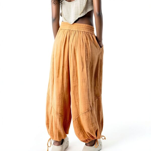 Pantaloni Lino Donna Vita Alta Comodi Eleganti Generico-2