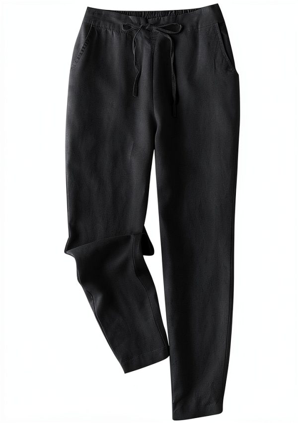 Pantaloni Lino Donna Generico Vita Elastica Bluette Casual