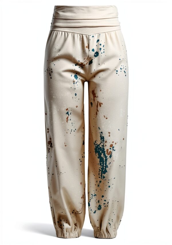 Pantaloni Donna Lino Vita Alta Comodi Eleganti Generico-0