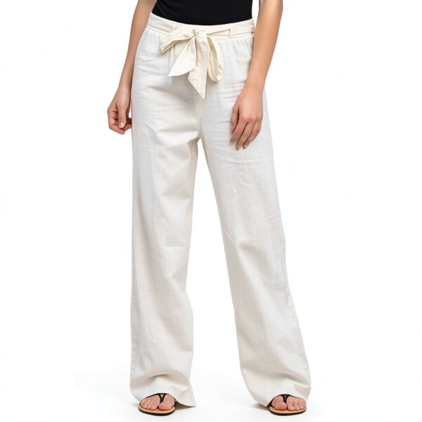 Generico Pantaloni Donna Vita Alta Lino Comodi Taglie Forti-2