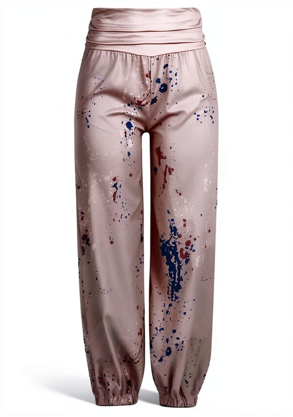 Pantaloni Donna Vita Alta Lino Comodi Eleganti Fitness-1